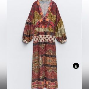 Zara patchwork tapestry midi dress
